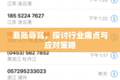 要账辱骂，探讨行业痛点与应对策略