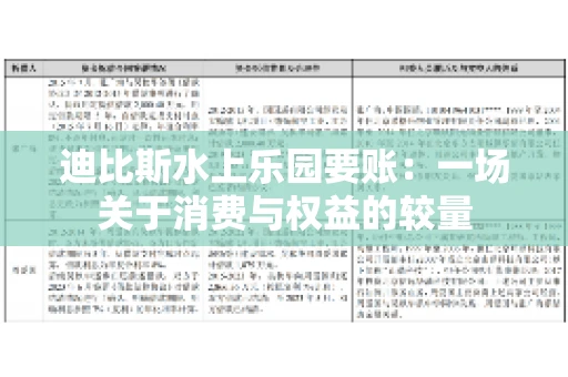 迪比斯水上乐园要账：一场关于消费与权益的较量